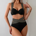 Black Luxe Bikini Set with Golden Strap Detail | Premium Resort & Beach Wear