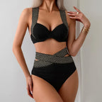 Black Luxe Bikini Set with Golden Strap Detail | Premium Resort & Beach Wear