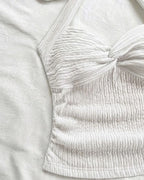 Classic White Twist Halter Neck Fitted Top for Women | Minimal Summer Chic