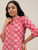 Pink Printed Cotton Kurta (1-Piece) for Women | Elegant Everyday Wear