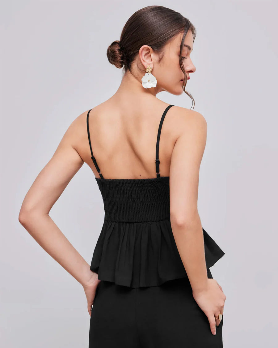 Black Fit & Flare Cami Top for Women | Minimal Chic Everyday Wear