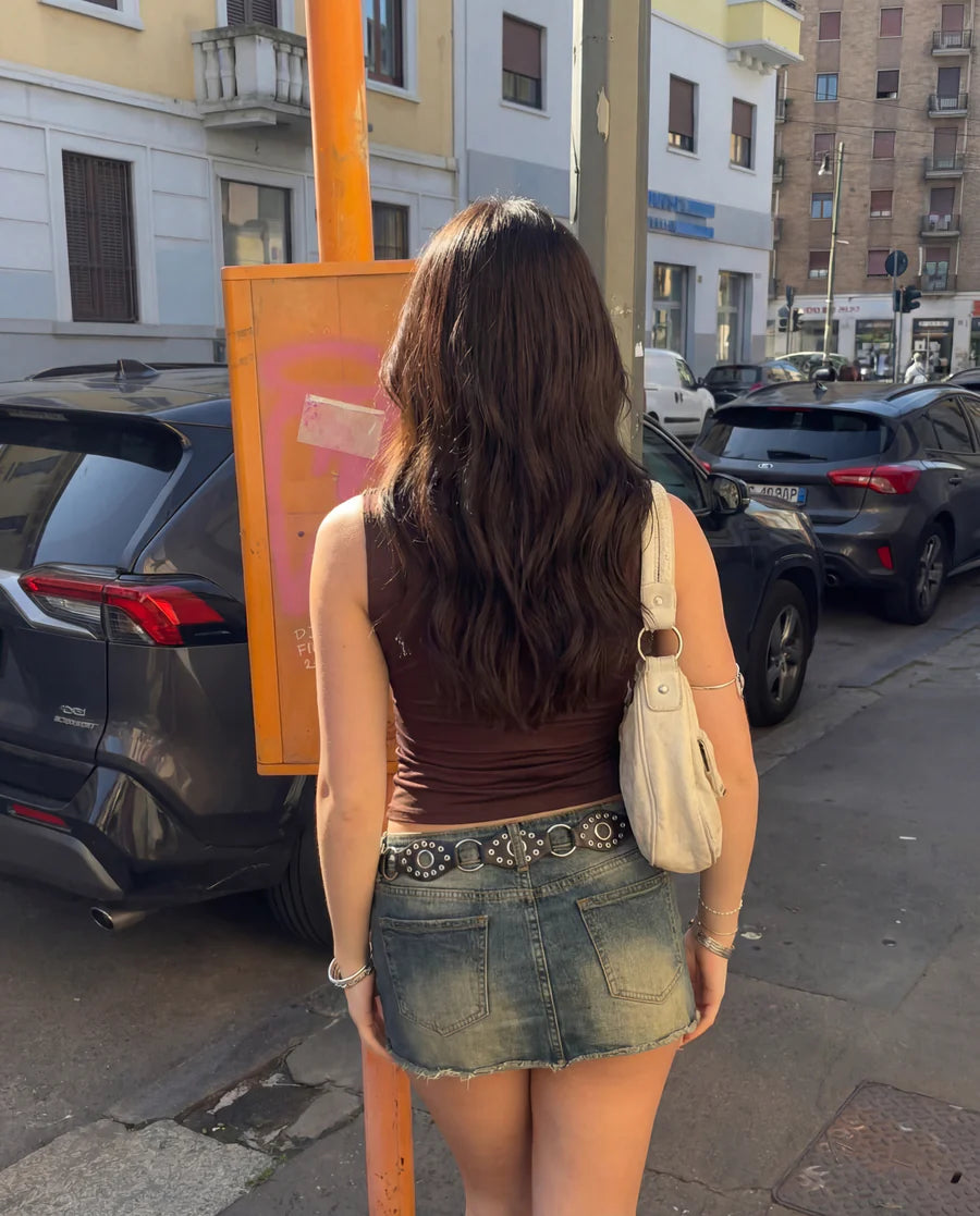 Brown Rib Knit Sleeveless Top for Women | Minimal Chic Everyday Essential