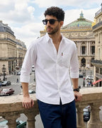 Aayam White Regular Fit Shirt with Spread Collar