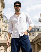 Aayam White Regular Fit Shirt with Spread Collar