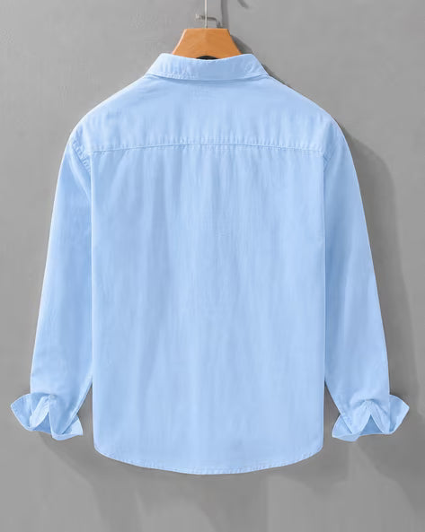 Aayam Sky Blue Embroidered Regular Fit Shirt