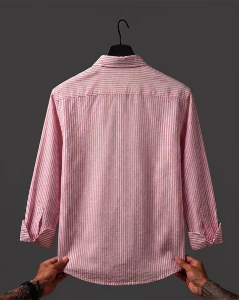 Aayam Pink Striped Cotton Shirt