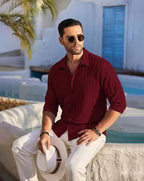 Aayam Maroon Textured Striped Regular Fit Shirt