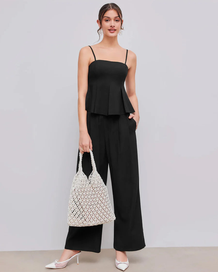 Black Fit & Flare Cami Top for Women | Minimal Chic Everyday Wear