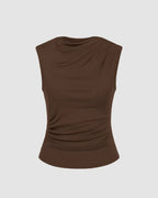 Brown Rib Knit Sleeveless Top for Women | Minimal Chic Everyday Essential