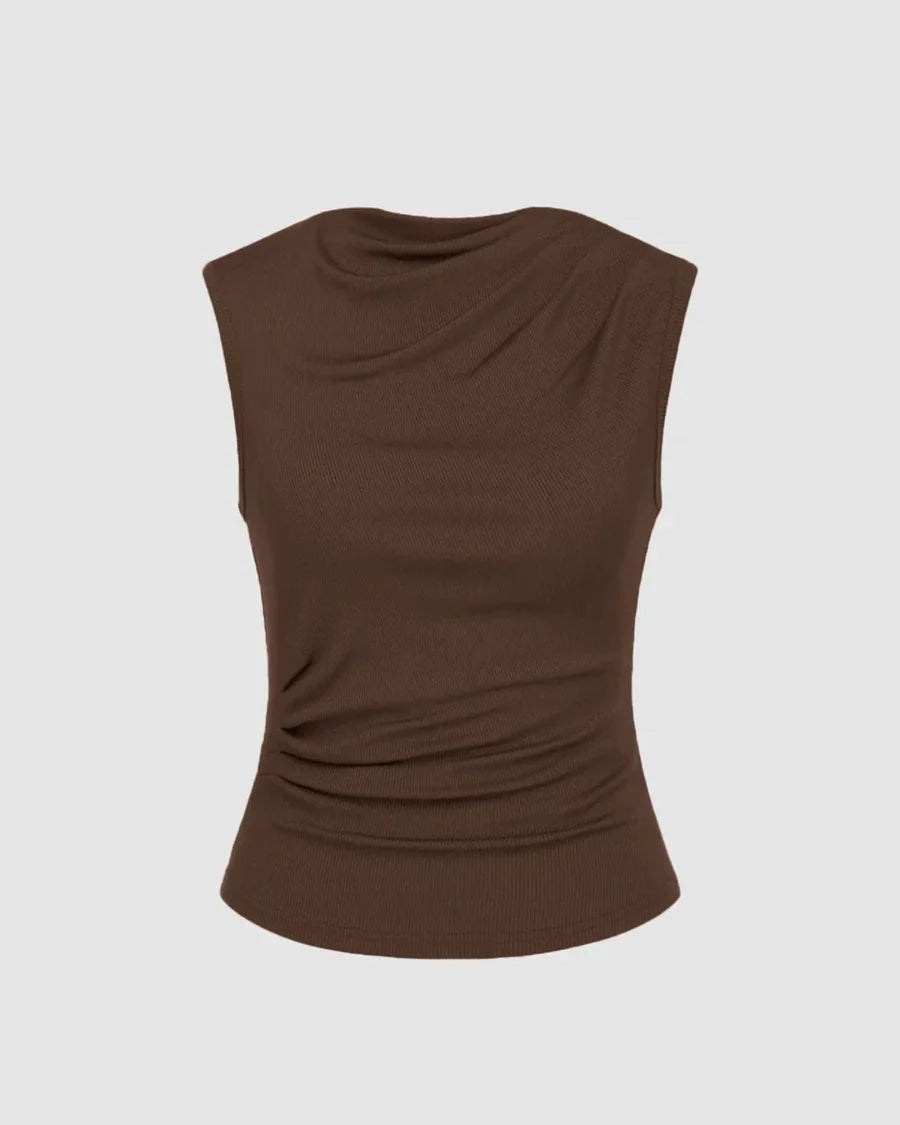Brown Rib Knit Sleeveless Top for Women | Minimal Chic Everyday Essential