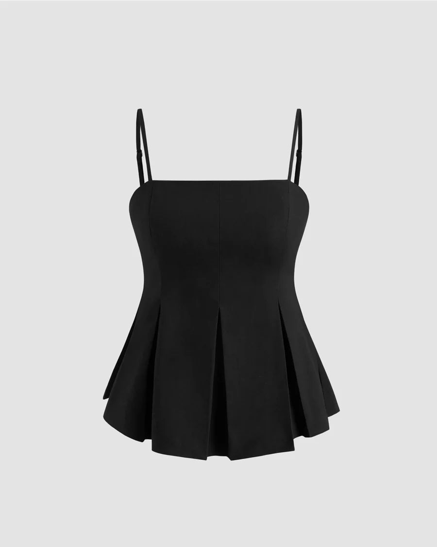 Black Fit & Flare Cami Top for Women | Minimal Chic Everyday Wear