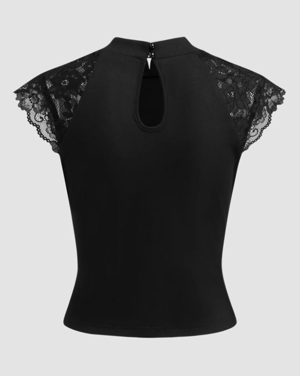 Black Floral Lace Mock Neck Top for Women | Elegant Casual & Evening Wear