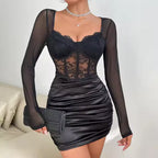 Midnight Lace Corset Mini Dress for Women | Glamorous Party & Night-Out Wear