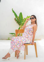 Pink Floral Printed Sleeveless Cotton Kurta for Women | Breezy Summer Everyday Wear