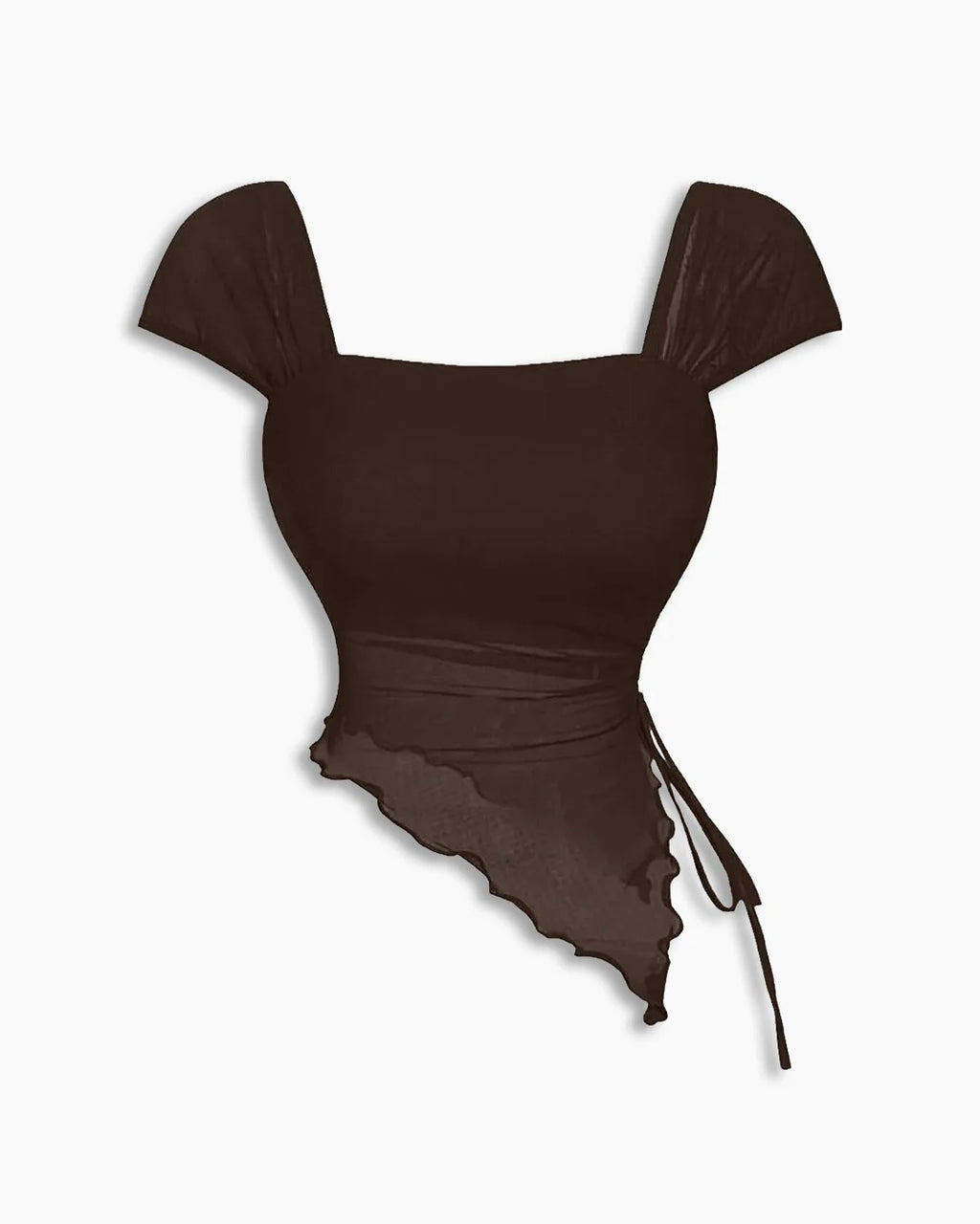 Coco Brown Tie-Front Asymmetrical Top for Women | Chic Everyday & Street Style Wear