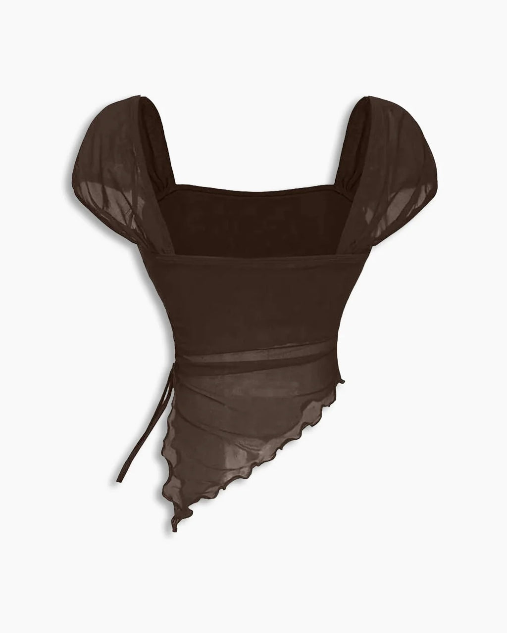 Coco Brown Tie-Front Asymmetrical Top for Women | Chic Everyday & Street Style Wear
