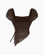 Coco Brown Tie-Front Asymmetrical Top for Women | Chic Everyday & Street Style Wear