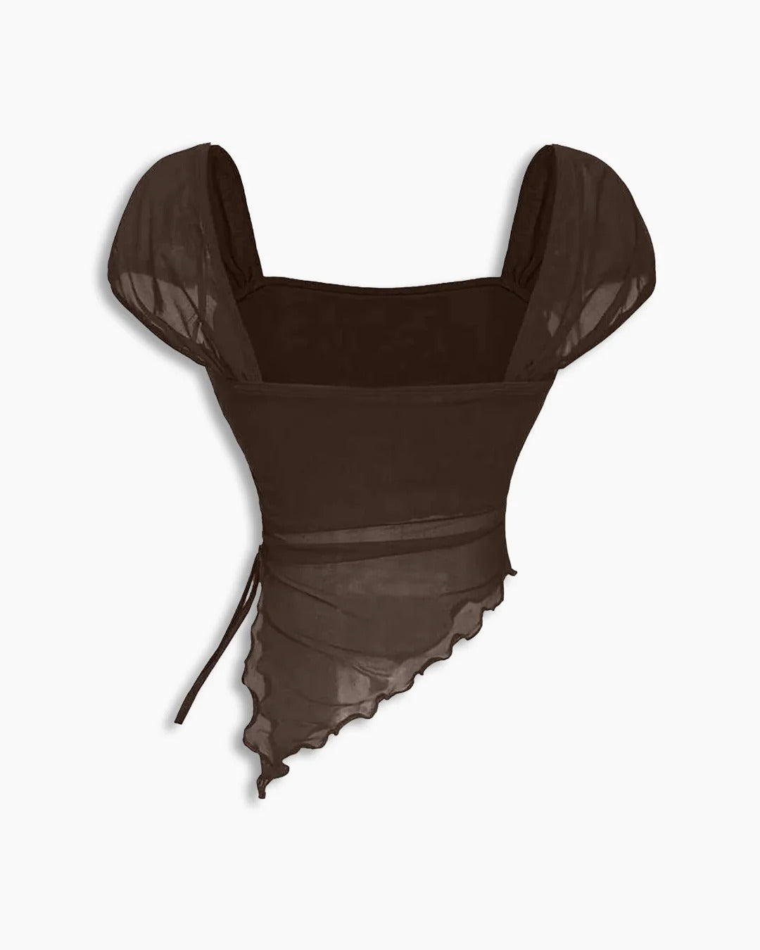 Coco Brown Tie-Front Asymmetrical Top for Women | Chic Everyday & Street Style Wear